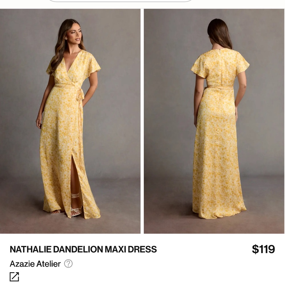 Azazie Nathalie Dandelion Floral Maxi Dress